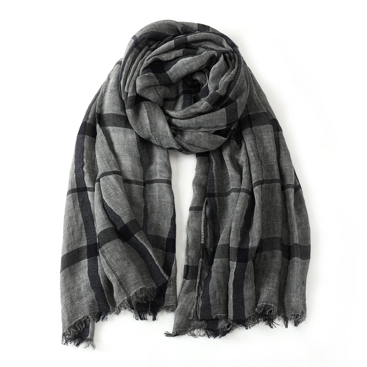 Mode Plaid Baumwolle Leinen Männer Schals Herbst Winter Warme männer Schal Kurze Quaste Bufanda Männlichen Zubehör Pashmina Schal – Detail 18