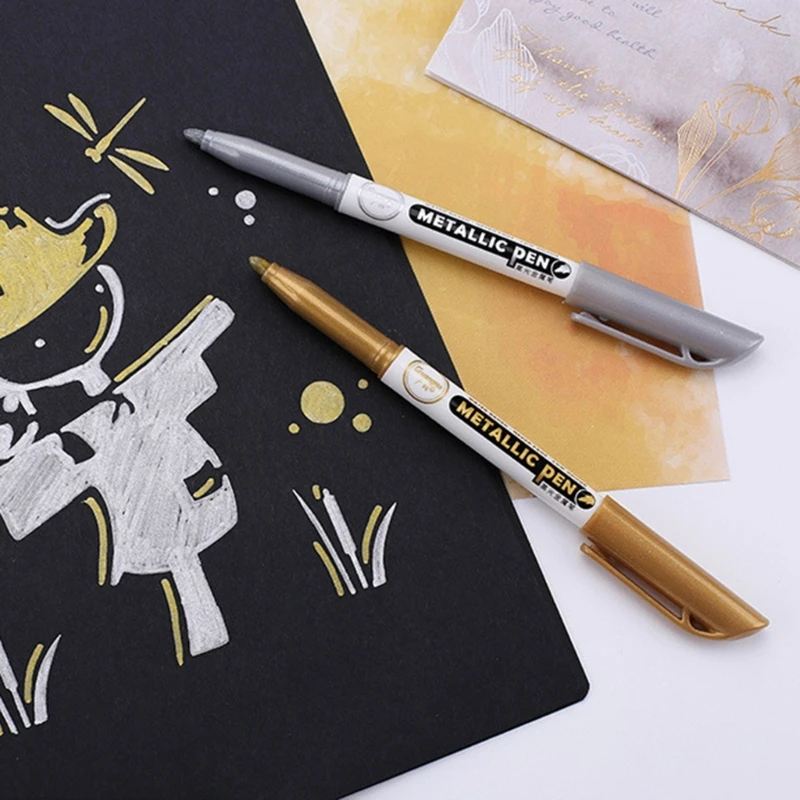 10 Pcs Metallic Marker Pen Metallic Pen Waterproof Metallic Marker For Scrapbooking Stones Cards Photo Album Glass Metal