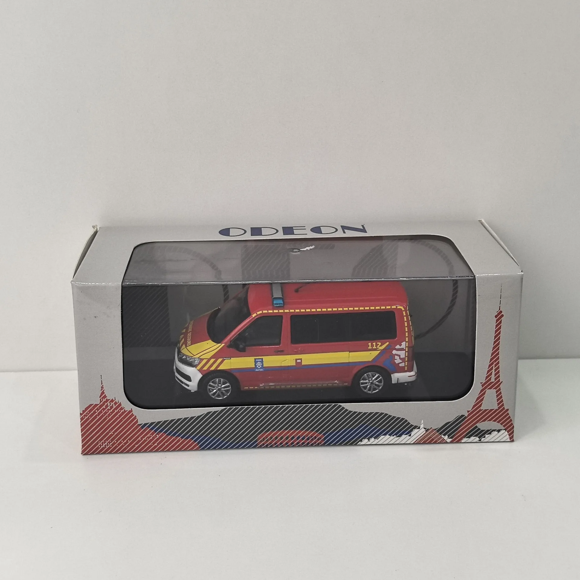 Diecast ODEON 1/43 escala VW T6 VW motor de bomberos coche en miniatura de aleación juguete coleccionable regalo recuerdo adorno de exhibición
