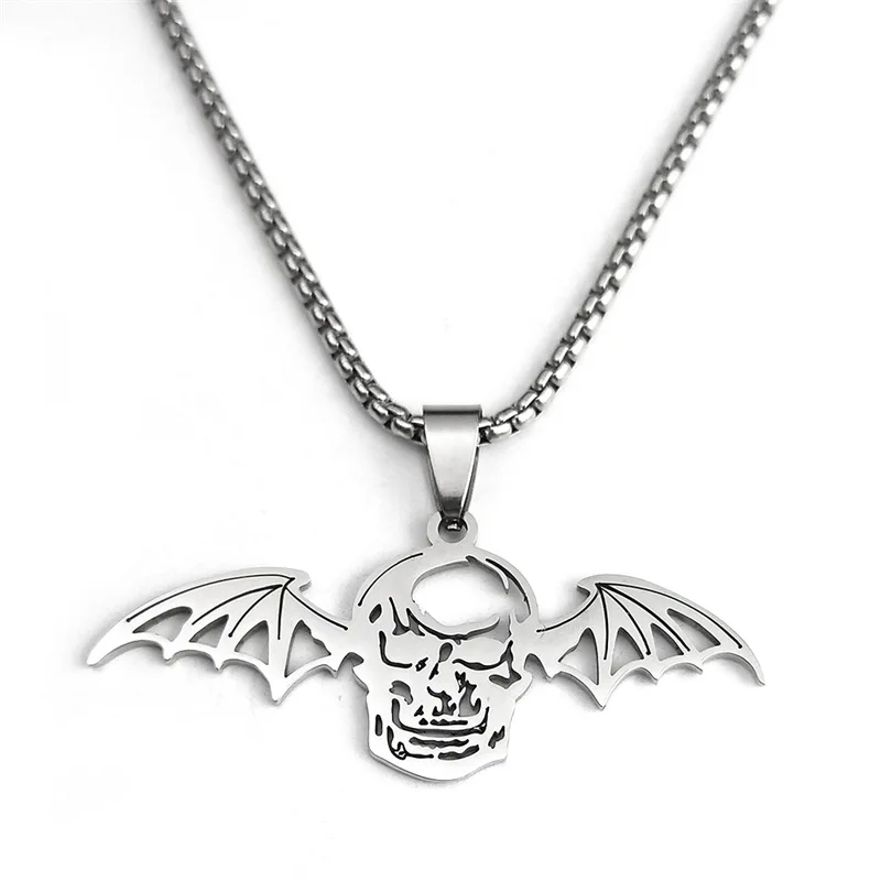 2024 New fashion Halloween Gothic vampire Bat skull wings stainless steel necklace for men and women titanium steel jewelry