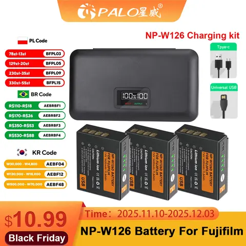 NP-W126S NP-W126 NP W126 USB Battery With Storage Case Charger for Fujifilm Fuji XT20 XT3 XPro1 Pro2 X-Pro1 X-T1 XT1 HS30EXR