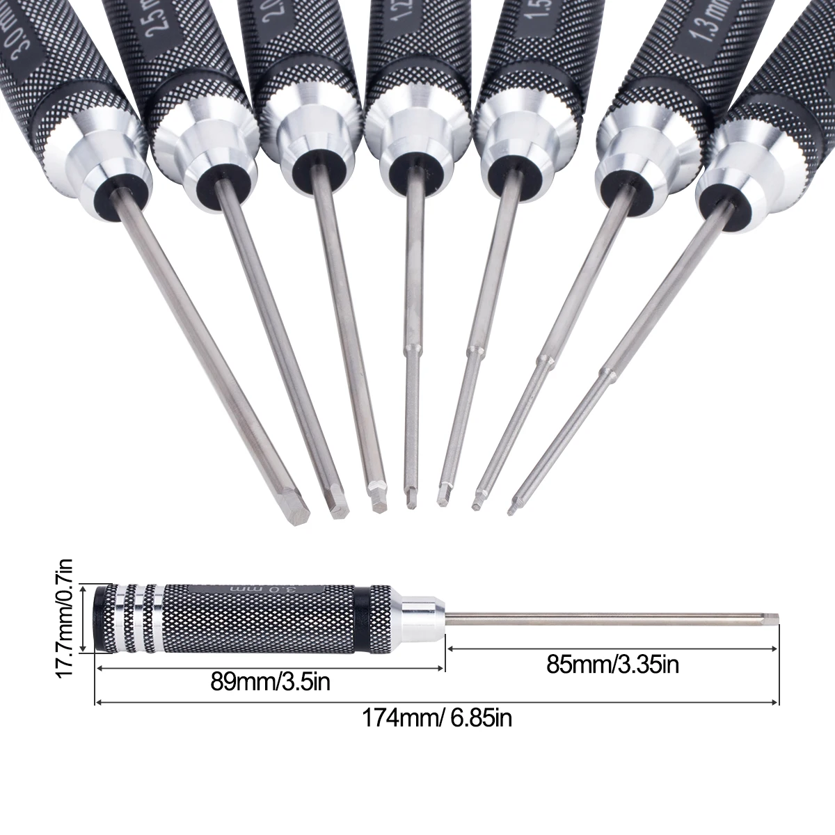 7 IN 1 Steel Hex Screwdriver Set Tool for RC Helicopter Airplane Car Drone Aircraft Model 0.9/1.27/ 1.3/ 1.5/ 2.0/ 2.5/ 3.0mm
