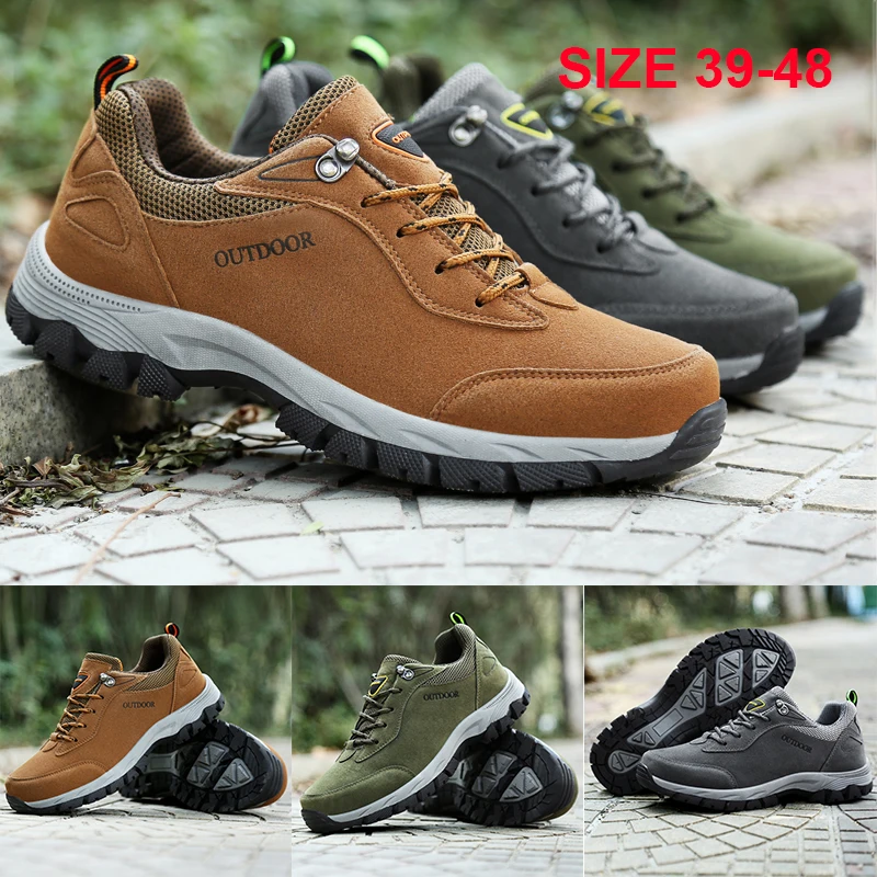 

Men's Hiking Shoes Plus Size 39-48 Outdoor Mountain Climbing Sneakers Suede Leather Waterproof Trekking Trail Jogging Shoes