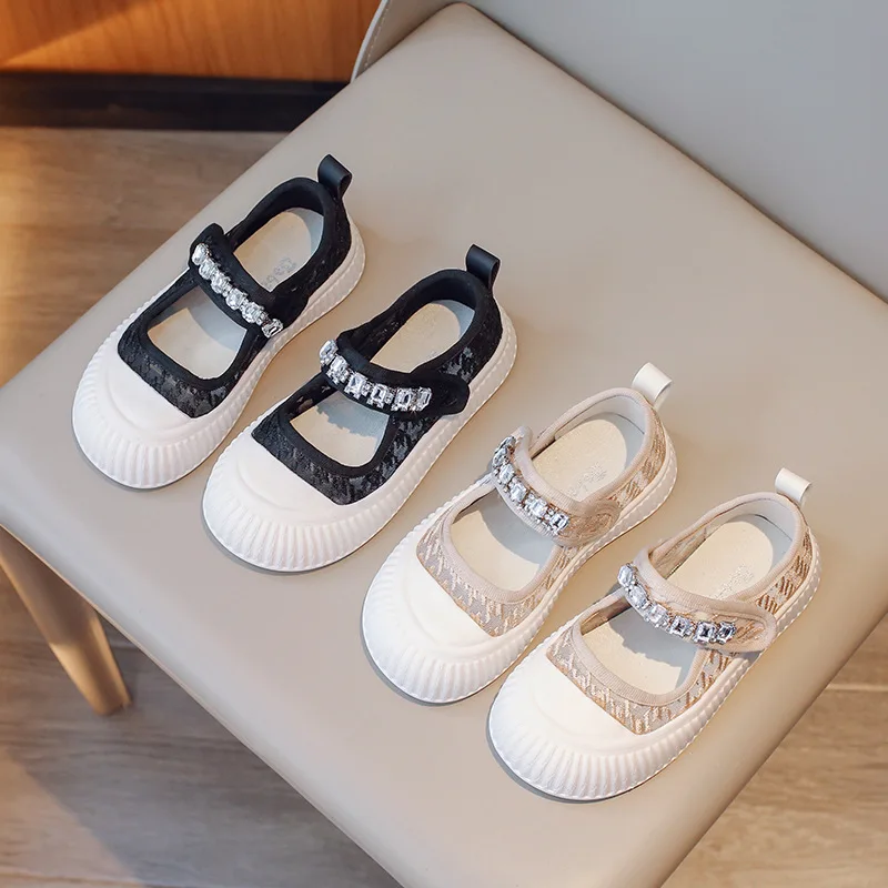 

Designer Kid Shoe 2023Summer New Fashion Rhinestone Girls Shoe Breathable Casual Shoe Lace Sandals Soft Sole Baby Shoezapatillas