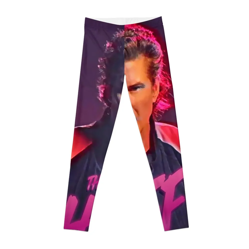 The Hoff - David Hasselhoff Retro Allover Patten Leggings high waist Legging sexy woman sports woman gym Womens Leggings