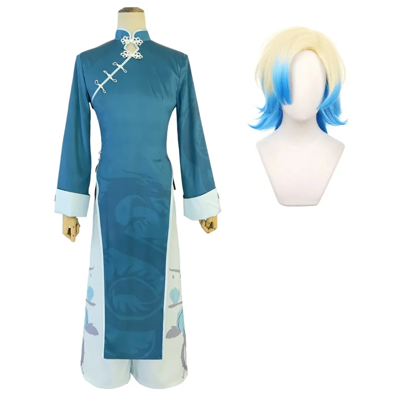 

Blue Lock Anime Kaiser Cosplay Green China Costume Kung Fu Tang Suit Wig Rose Net Synthetic Fibers Halloween Christmas6;d'3,h'7