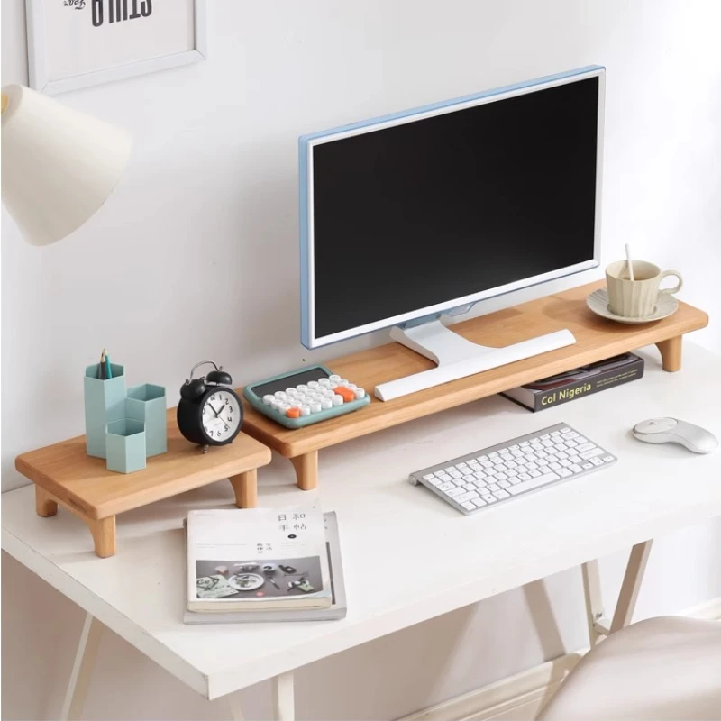 Sale Good Quality Nordic Computer Monitor Mounting Bracket Beech/Black Walnut Wood Desktop Screen Storage Support Base