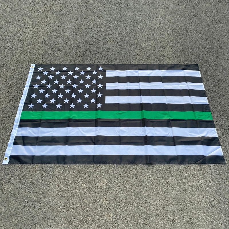 aerlxemrbrae banner green  Line usa Police Flags, 90*150cm Thin Blue Line USA Flag Black, With Grommets