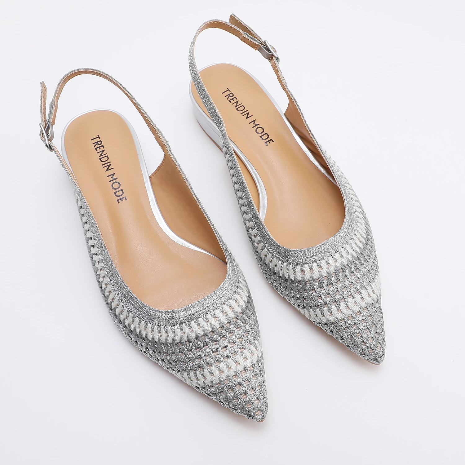 Pointed-toe Woven Flat Single Shoes Leaks the Heel