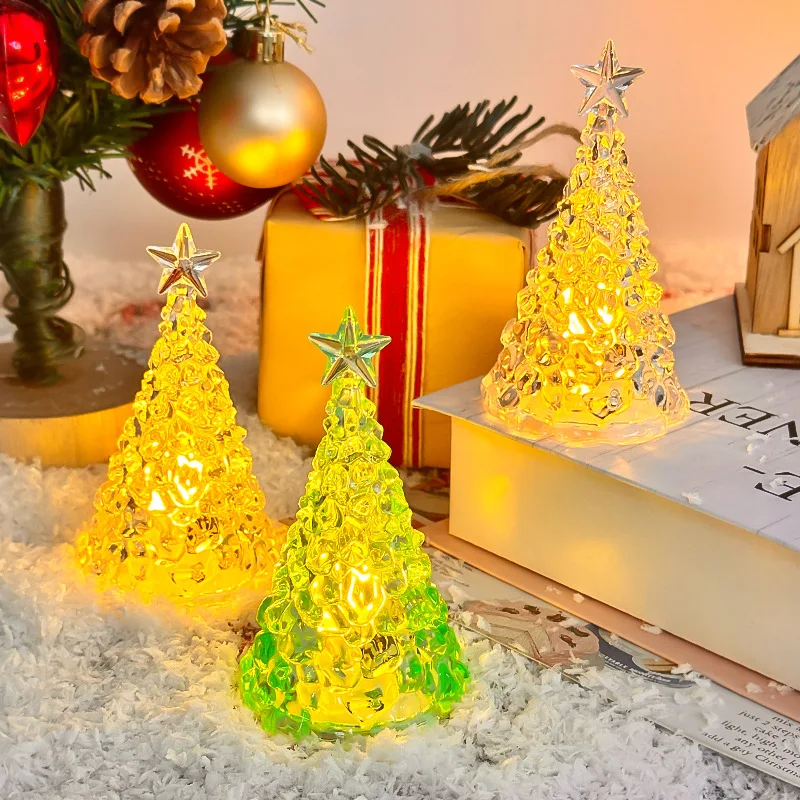 Creative Christmas Crystal Christmas Tree Night Light Children's Gift Practical Christmas Atmosphere Decoration Desktop Ornament