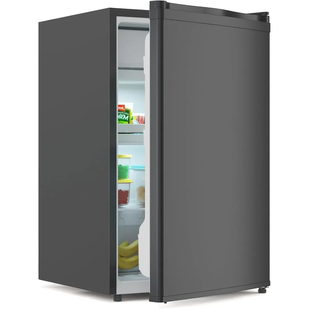 Mini Fridge for Bedroom, Office, Dorm, 4.3 Cu.Ft  with Freezer, Single Door, 7 Settings Temperature Adjustable, Portable Fridge