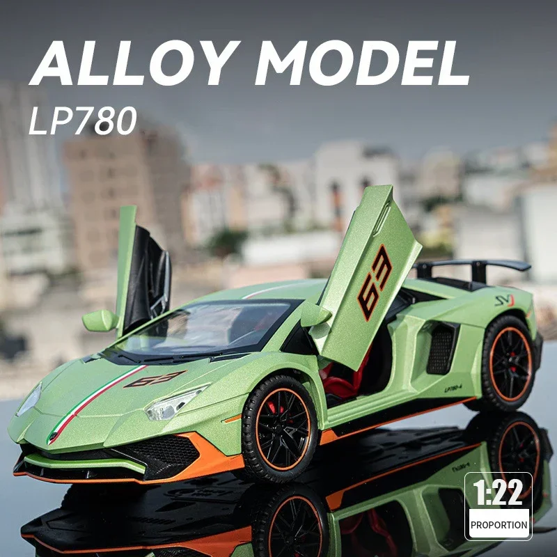 

1:22 Lambos Aventador LP780-4 Ultimae Alloy Cast Toy Car Model Sound and Light Toy Collectibles Birthday gift