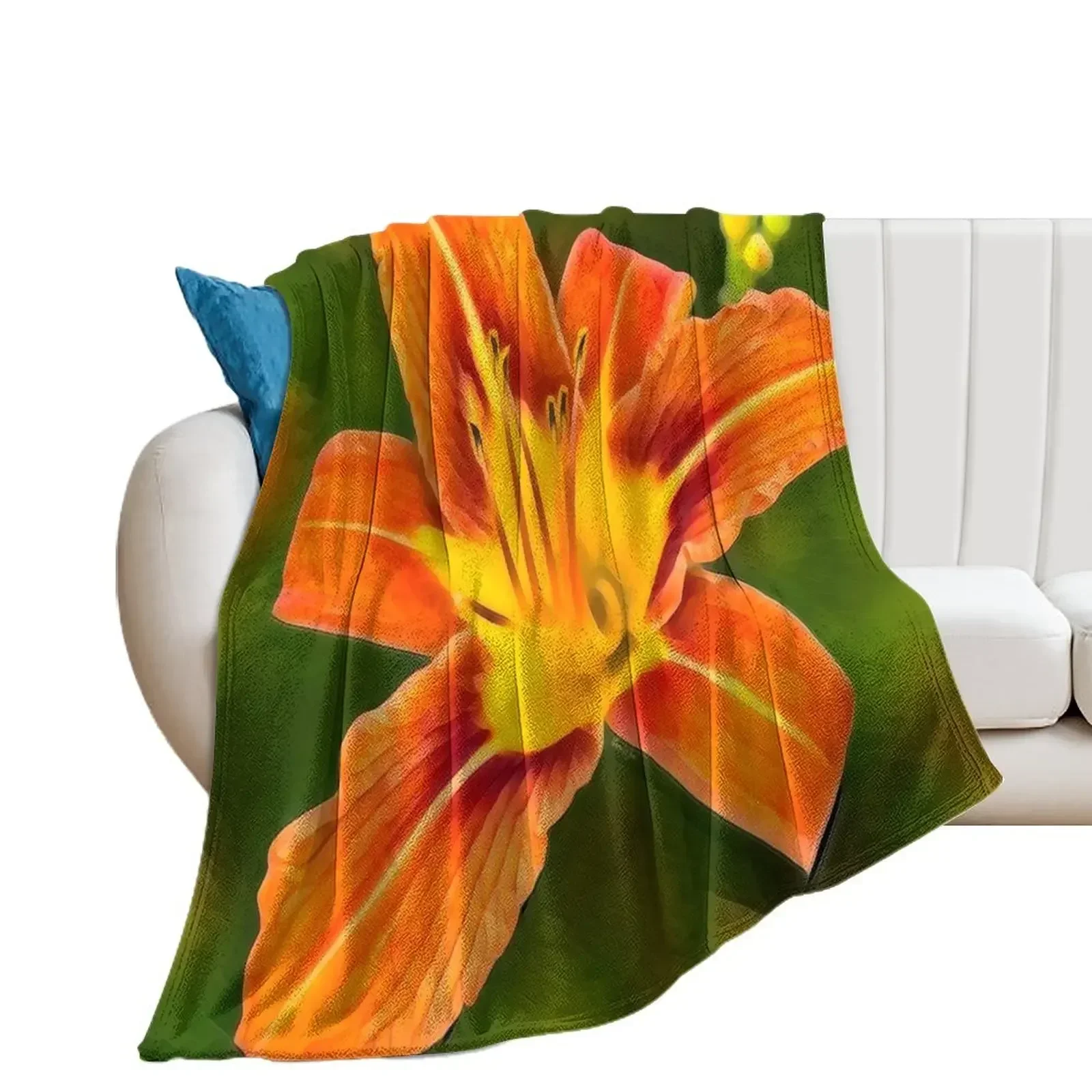 

Tiger Lilly, Floral Impression with Bright Rich Hues Throw Blanket Sofa Quilt Polar Hairys Blankets