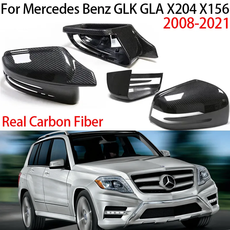 

Покрытие для боковых зеркал автомобилей, из настоящей углеродной фибры, для Mercedes Benz GLK, GLA, X204, X156 2008–2021 гг., в стиле добавления/замены, защитные накладки.