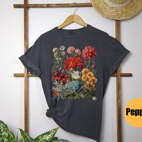 Imagen 2 del producto Camisa de algodón holgada para mujer, ropa de fantasía, Top de flores, colores cómodos, Retro, Boho, Wildflowers, Y2K