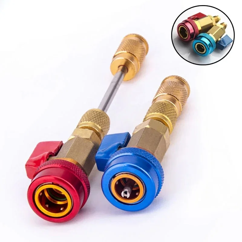 For R134A AC Valve Core Remover Tool High Low Pressure Dual Head Valve Core Installer for Car R12 Refrigerant System