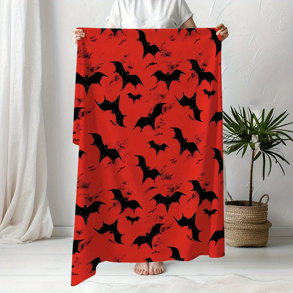 Halloween Element Bats Print Blanket, Soft and Warm Commemorative Blanket for Unforgettable Moments, Great Holiday Gifts