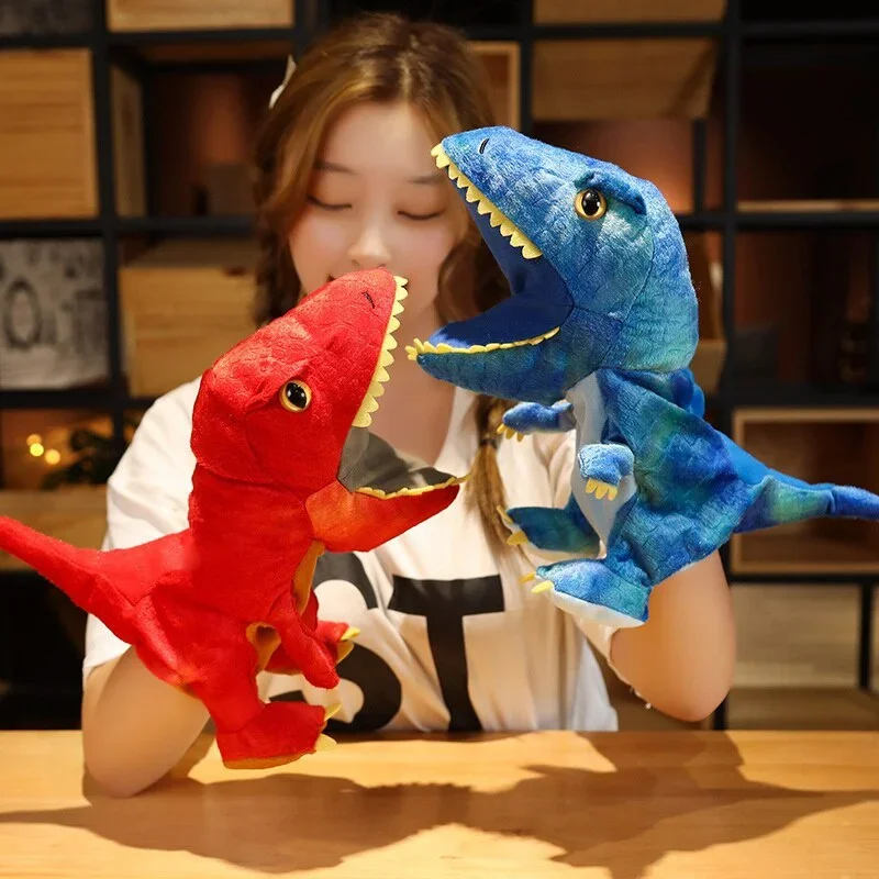 1pcs Dinosaur Plush Hand Puppets Lifelike Triceratop Tyrannosaurus Rex   for Kids Adults Muppets