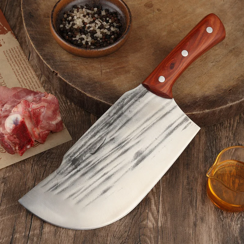 Handmade Forged Cleaver High-carbon Bone Chopper Traditional Butcher Slicing Knife Stainless Steel Butcher Knife Forged Cleaver