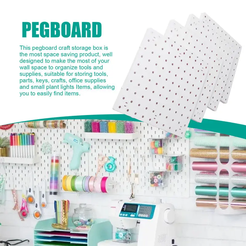 4 قطع من لوح بيجبورد للتعليق على الحائط، لوح بيجبورد أبيض لغرفة الحرف اليدوية، المرآب