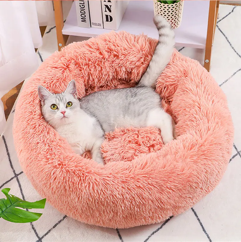 40-60cm Rundes Haustierbett für Große Hunde Superweiches Katzenbett Langhaariges Hundekissen Katzenmatte Tier-Schlafsofa – Detail 12