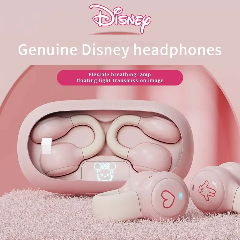 Disney DN12 Clip-On Wireless Bluetooth Earphones Music Gaming Headphone HIFI Sound Mini Cartoon Headset Long Battery Life