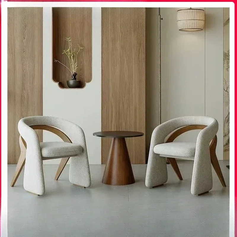 Italian light luxury solid wood, reception negotiation table and chair combination, designer hotel lobby clubhouse lounge area