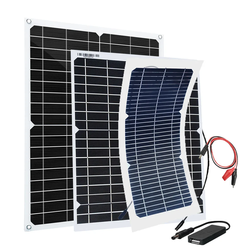 Flexible Solar Panel 10W 20w 30W Panel Solar usb Solar charger Cell Battery Power Bank for Phone Hiking RV Car MP3 PAD Supply