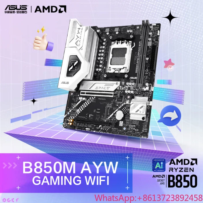 

B850M-AYW WIFI AMD AM5 motherboard supports DDR5 memory CPU Ryzen R7-7800X3D R7-9800X3D R7-9700X R5-9600X R5-7500F processor