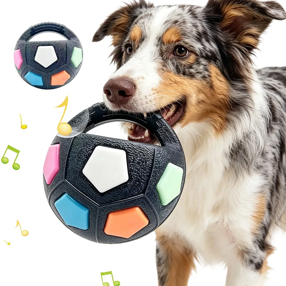 Ballon pour chien, ballon de football en caoutchouc durable, jouet pour animaux de compagnie résistant aux morsures, jeu interactif pour l'entraînement des chiens en intérieur et en extérieur, jouet de football de 13 cm
