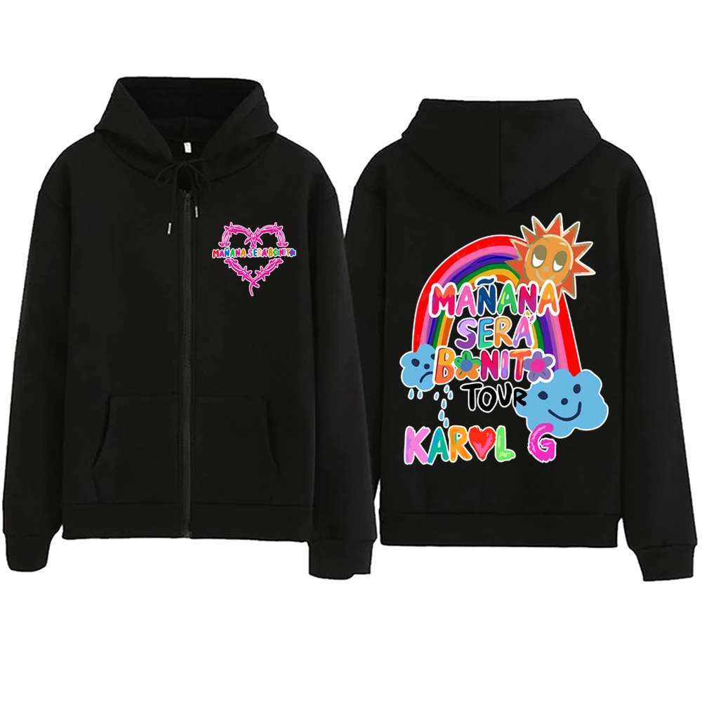 

Karol G Tour Mañana Será Bonito Zipper Hoodie Harajuku Pullover Tops Sweatshirt Streetwear