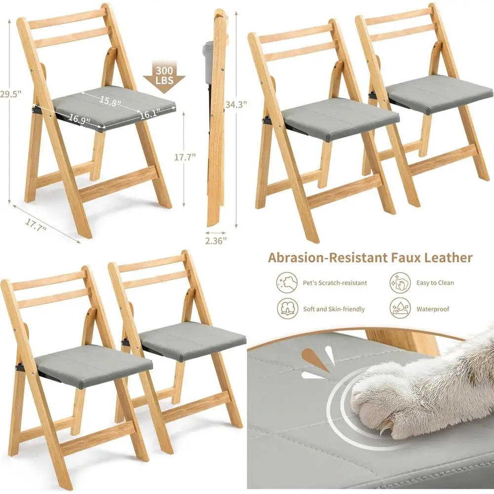 

2-Piece Set of Cushioned Wooden Folding Chairs - Portable, Padded for Kitchen, Office, Weddings & Parties