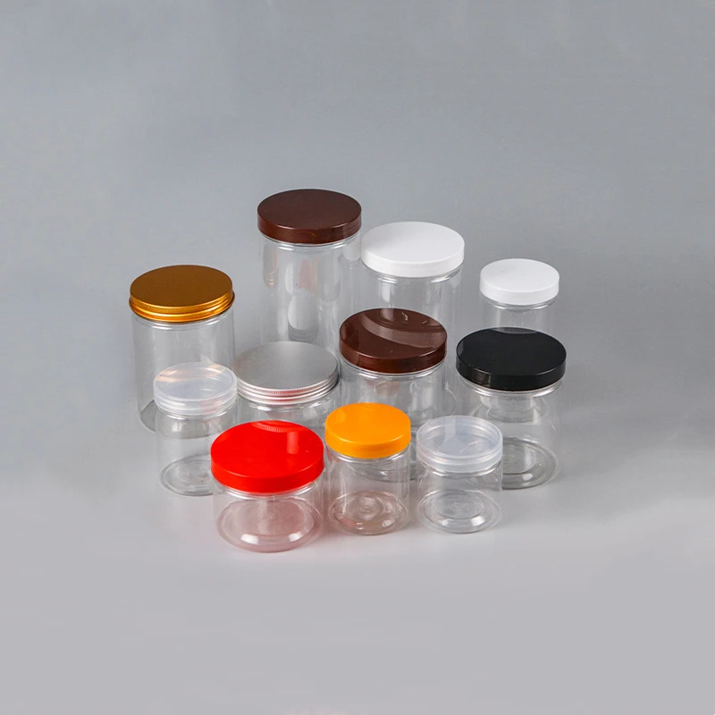 

Wholesale 1000ML White Black Coffee Brown Transparent Lid Cover Clear Empty Packaing PET Plastic Jar Pot Container Bottle