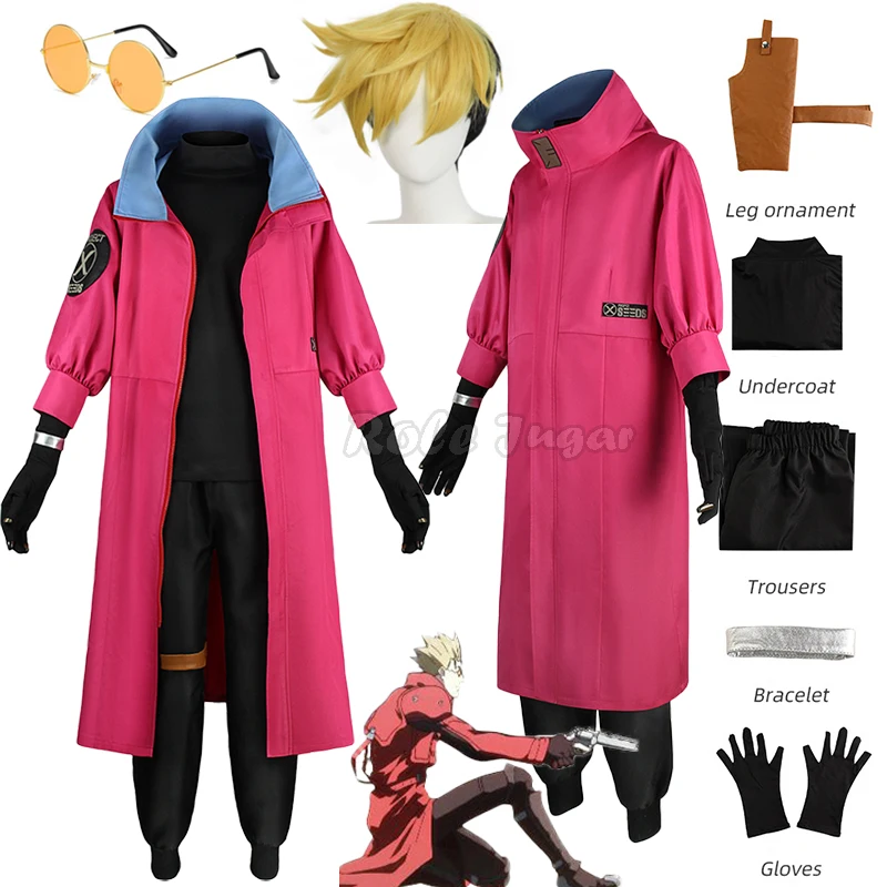 

Костюм для косплея Trigun Vash с тычинками, форма мили Мирл, пальто, брюки, солнцезащитные очки, парик, косплей, аниме, костюм на Хэллоуин