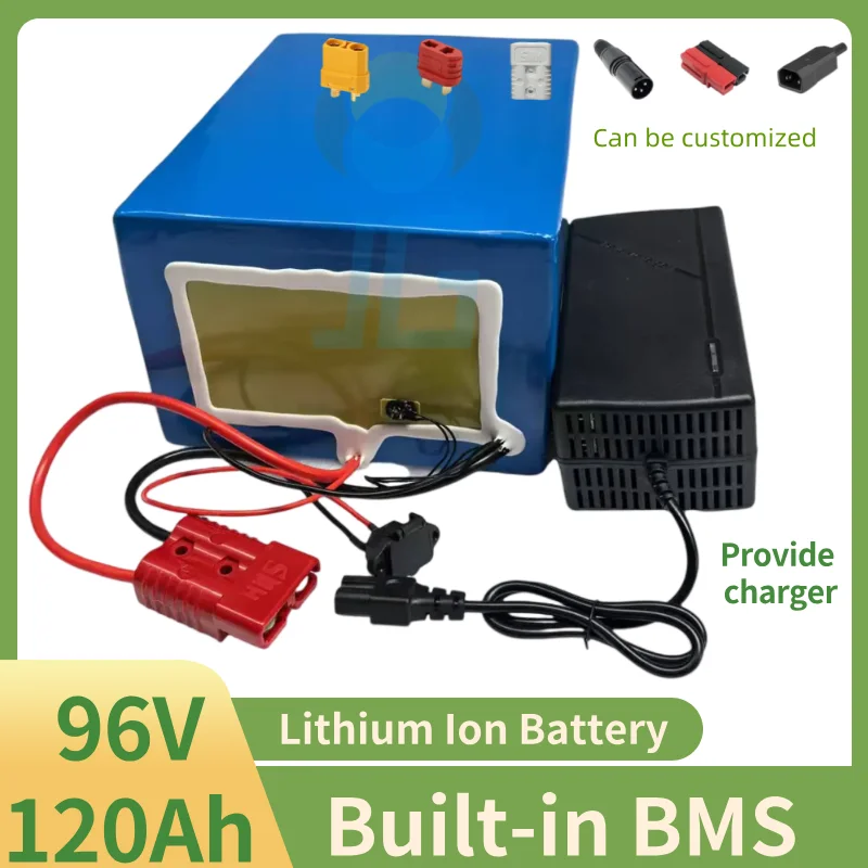 

96v 120ah Lithium Ion Battery 26S Bluetooth BMS APP For 5000W Motor Robot Scooter Bike Motorcycle AGV Bike + 10A Charger.