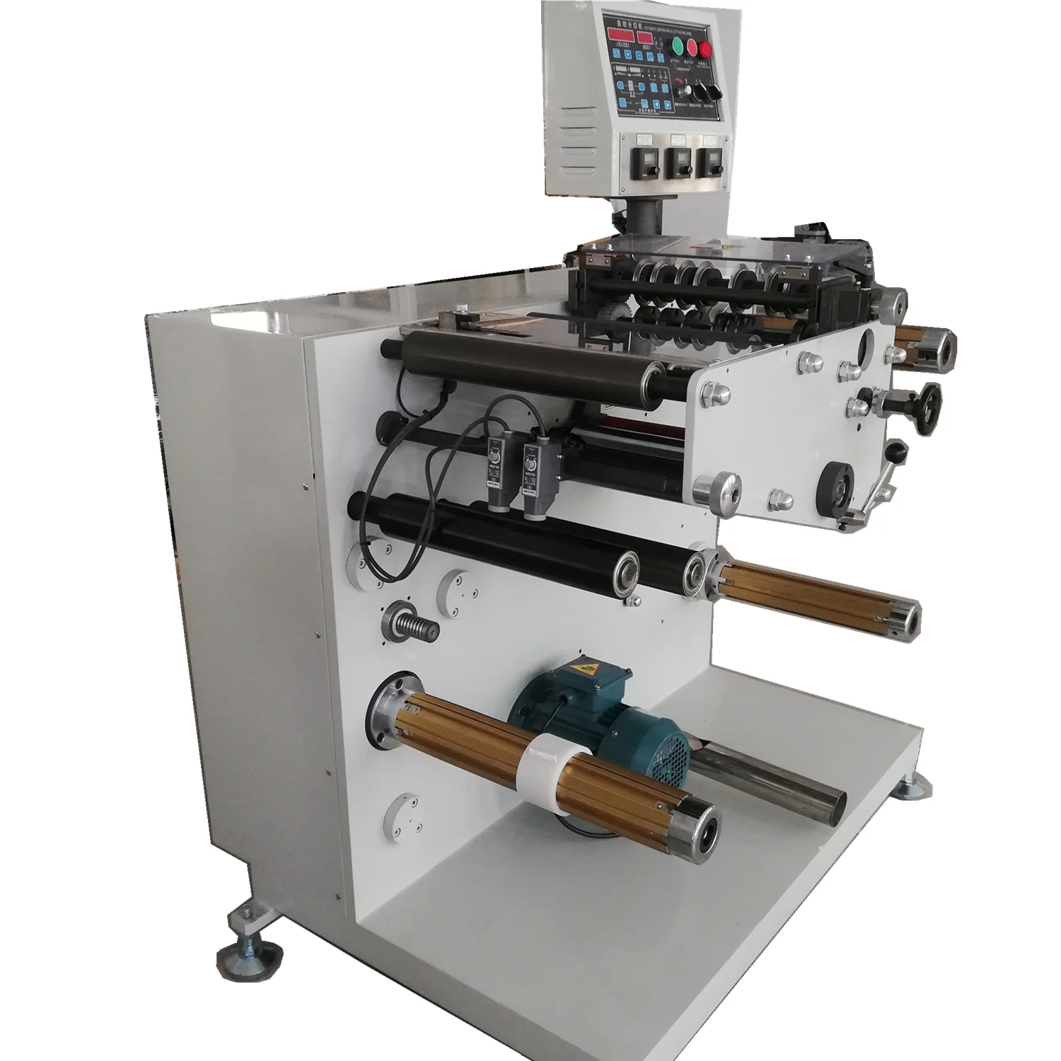Automatic Adhesive Tape Slitter Rewinder Machine for Labels for Paper Film Packaging Featuring Essential Motor Core Components