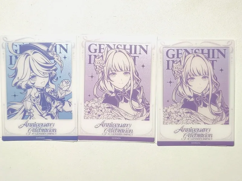 공식 정품 원신 임팩트 기념일 오프라인 선물 보너스 벤티 푸리나 콜럼비나 라이덴 쇼군 중리 캐릭터 카드 세트