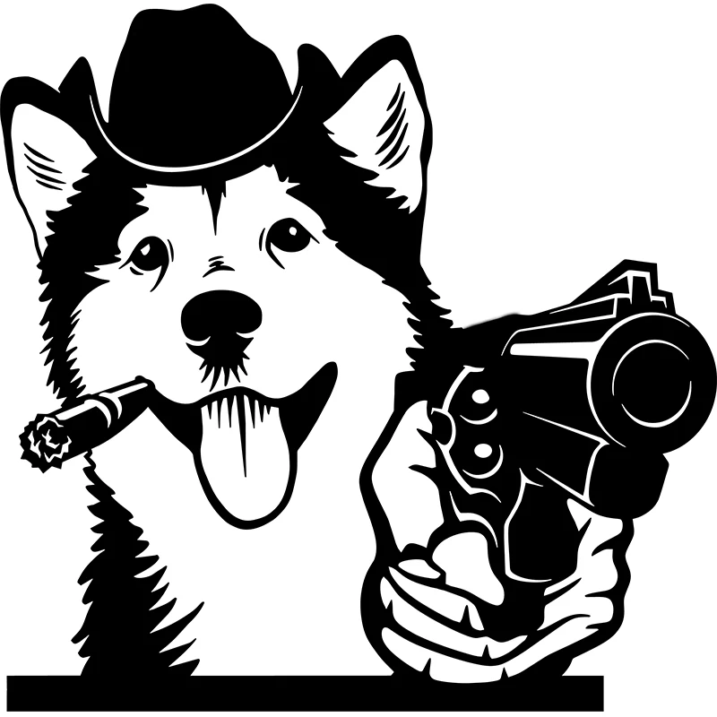 Gangster Belgian Shepherd Malinois Alaskan Dog with Gun Vinyl Car Sticker for Volkswagen Bmw E46 Bmw E90 Passat B6