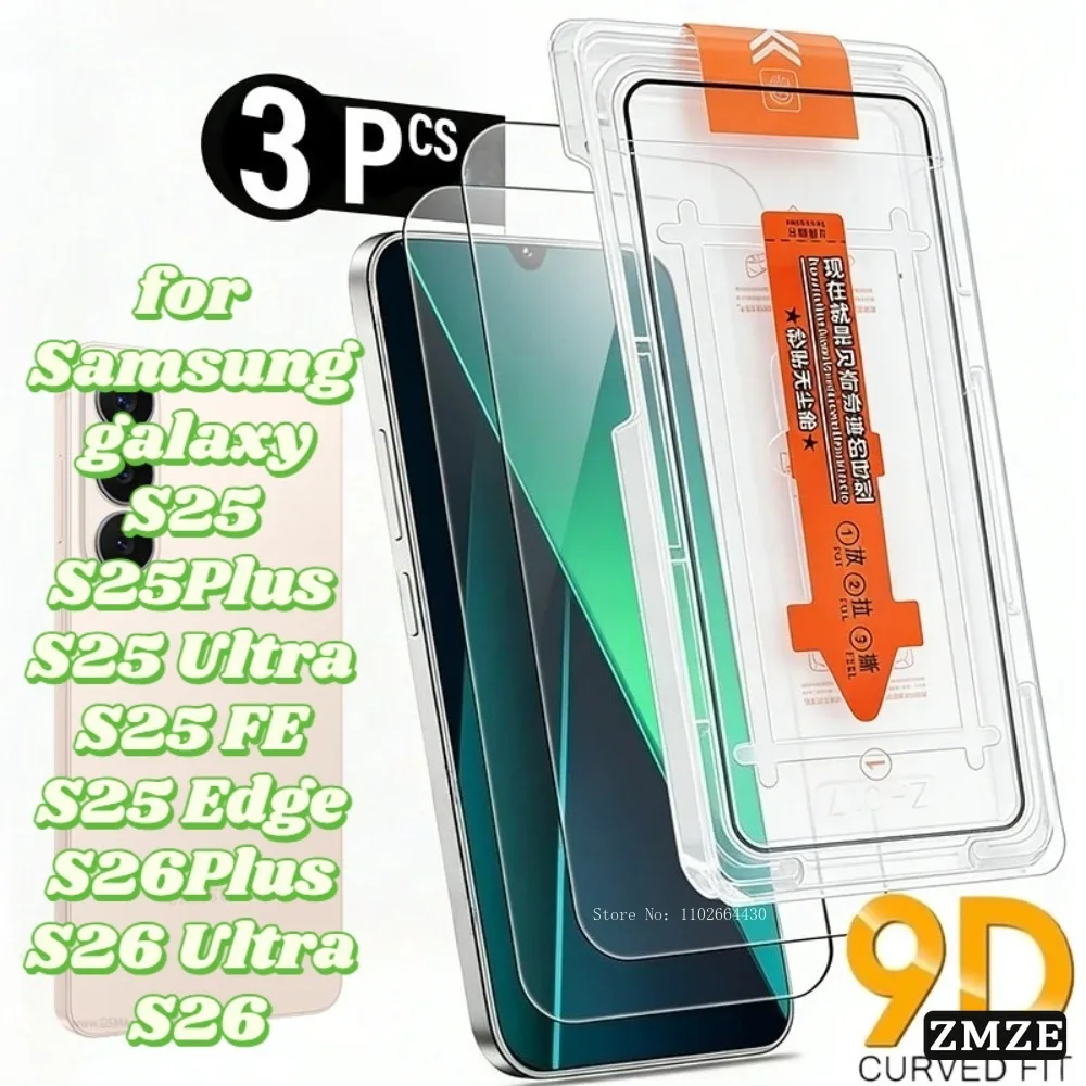 

3 Pieces Compatible for Samsung galaxy S26Plus S26 Ultra S26 S25 S25Plus S25 Ultra S25FE S25 Edge Tempered Glass Films Dust Free