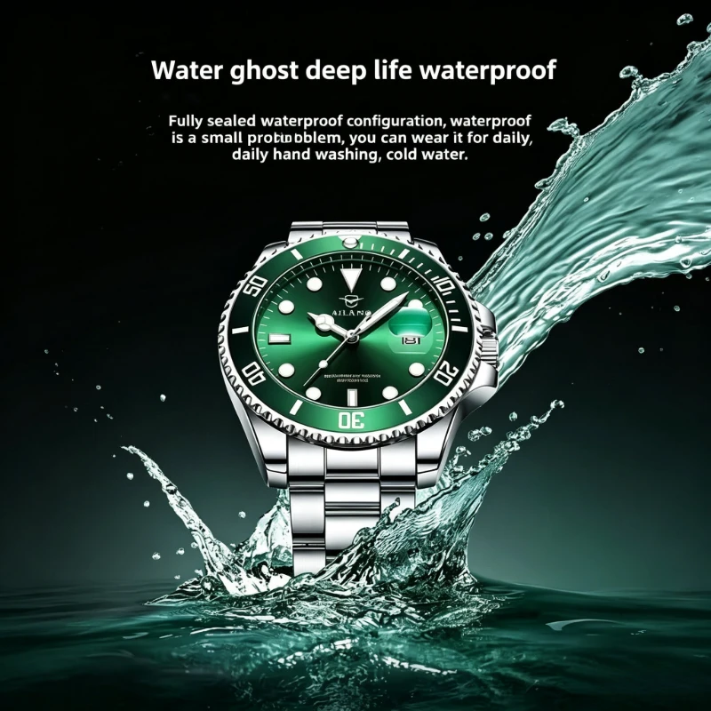 AILANG Men's Waterproof Quartz Watch Stainless Steel Luminous Date Wristwatch Luxury Top Original for Men