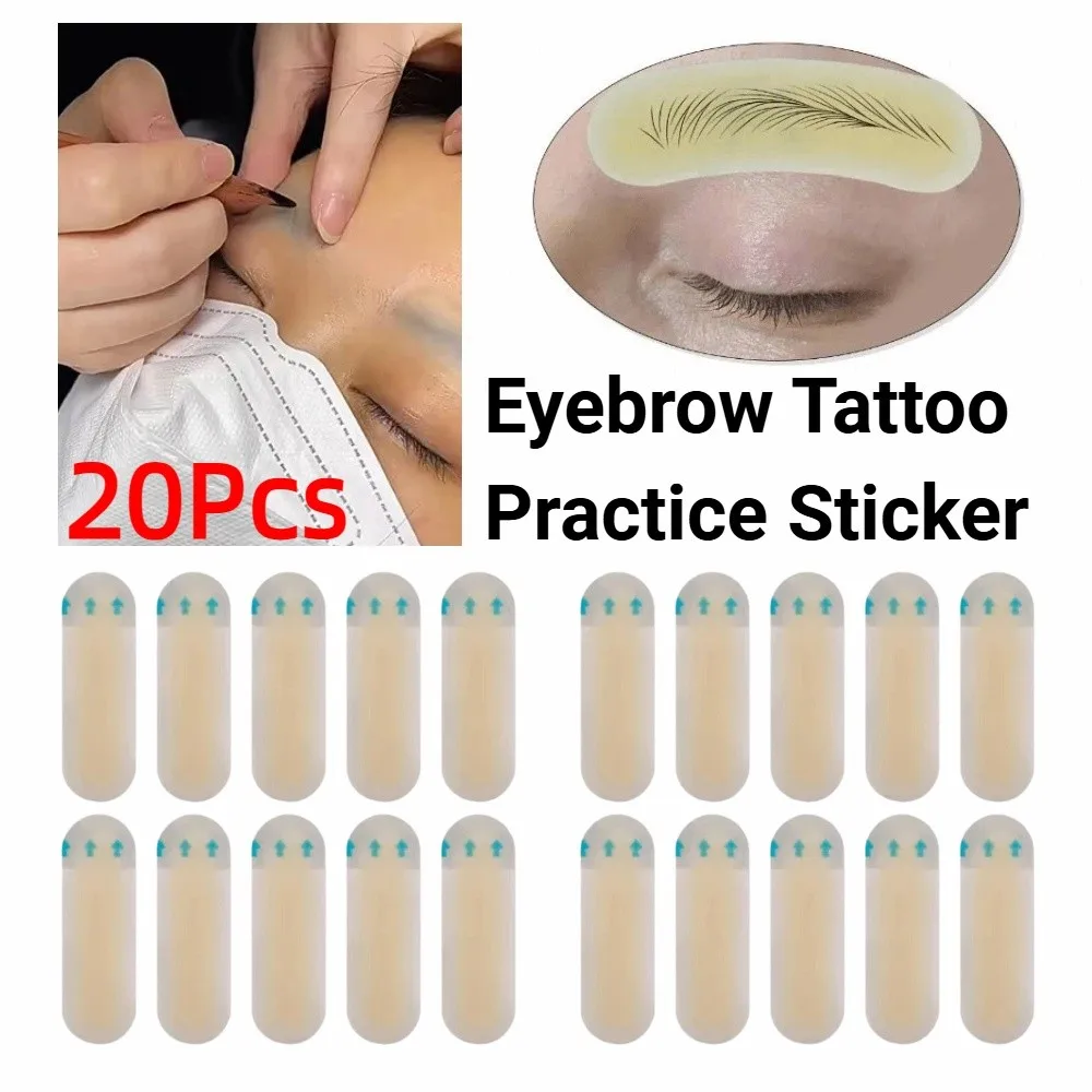 20Pcs Practical Eyebrow Practice Skin Hydrocolloid Reusable Tattoo Practice Sticker Waterproof Adhesive