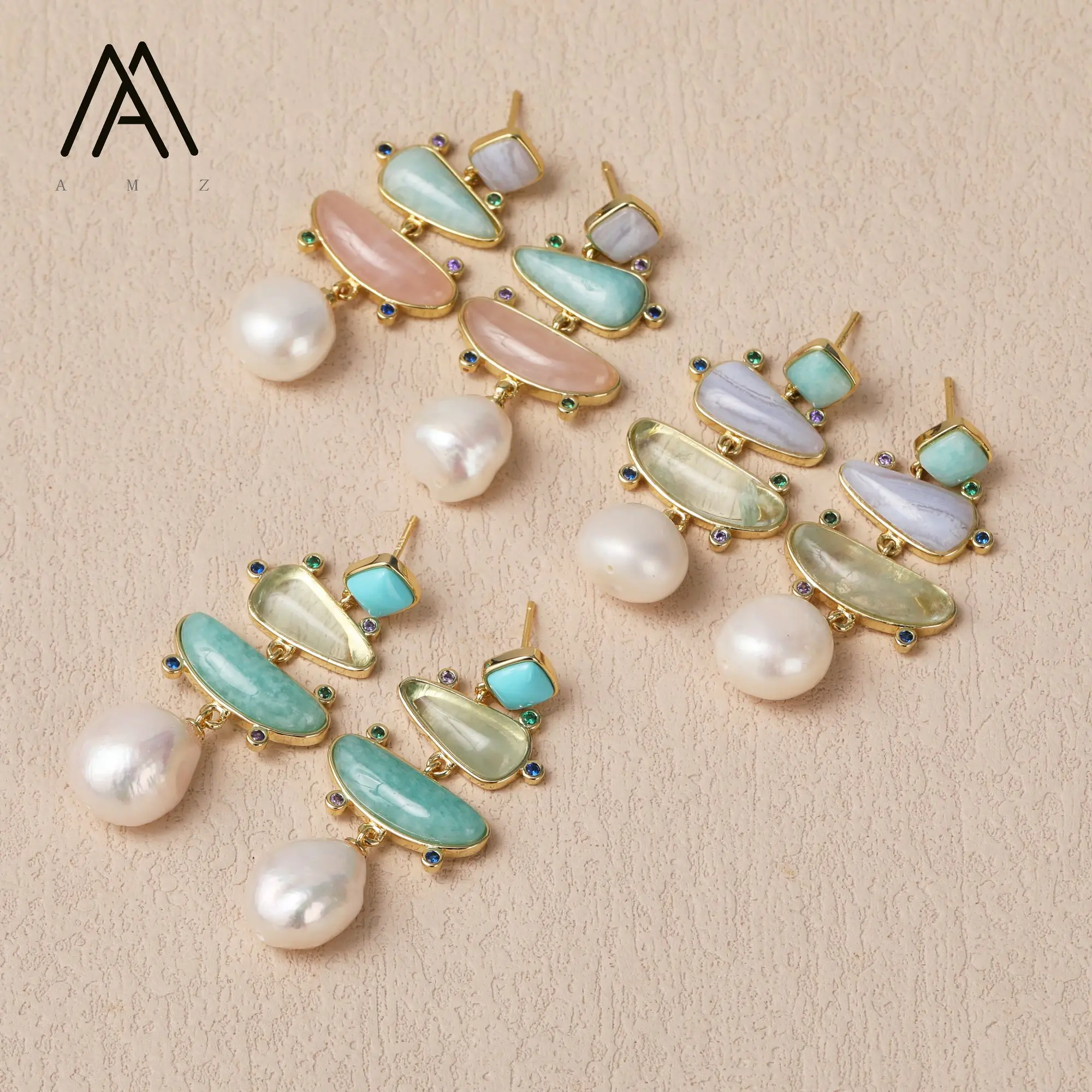 غير النظامية أقراط الأحجار الكريمة الطبيعية كريستال اللؤلؤ القرط فريد موضة المرأة اكسسوارات الترفيه اليومي مأدبة الزفاف جوهرة