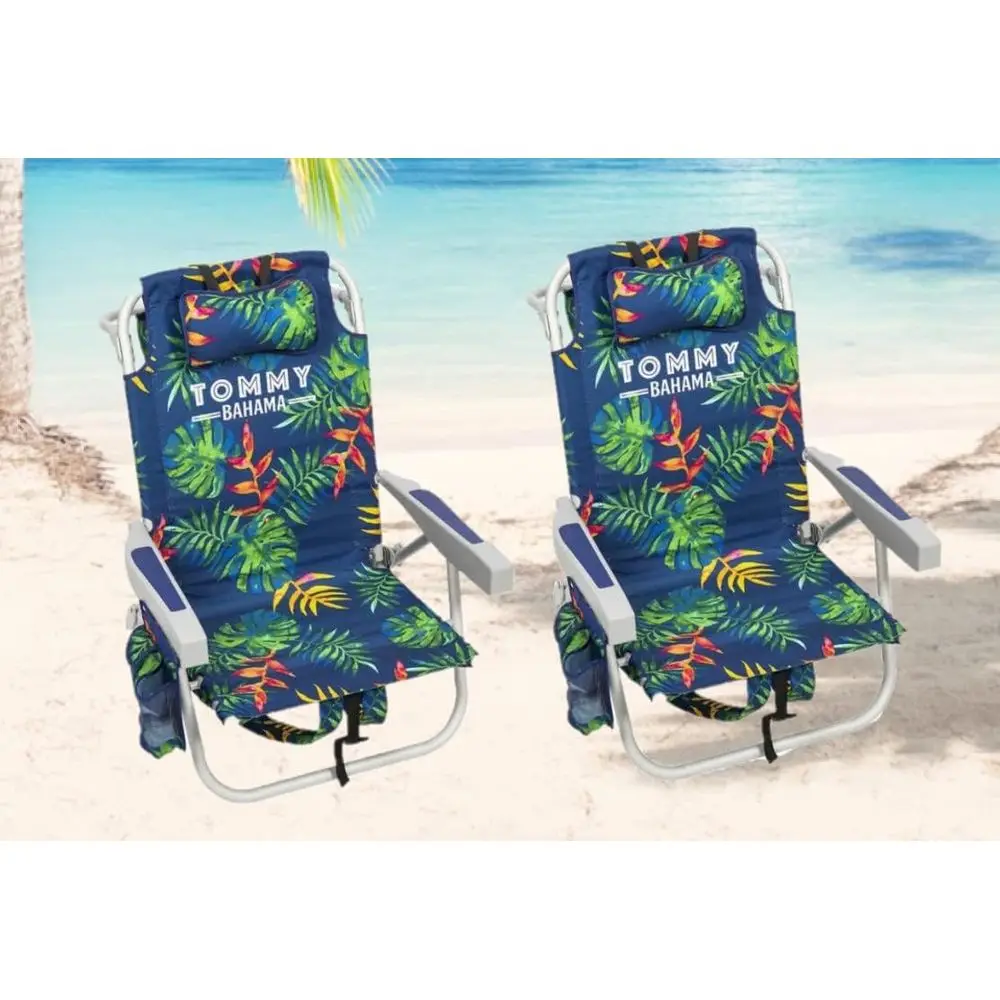 

Tropical Print 2-Piece Beach Chairs Set in Blue