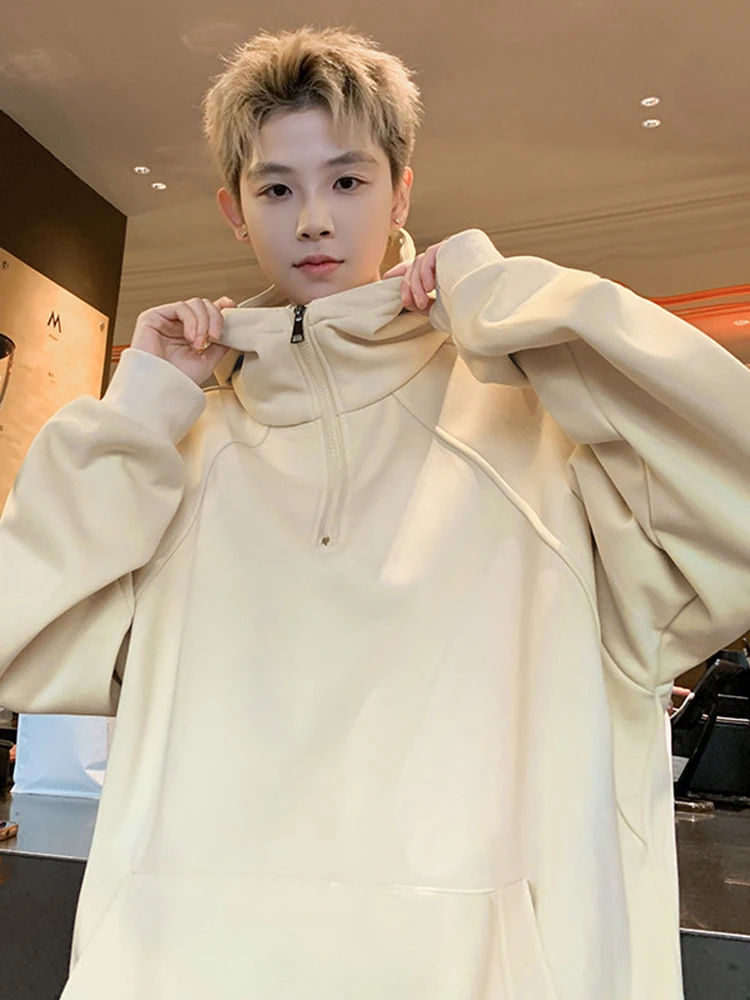 

Мужская толстовка на молнии с флисовой подкладкой, высоким воротником, свободного кроя, повседневная спортивная одежда, плотная, прочная, осенне-зимняя, модная