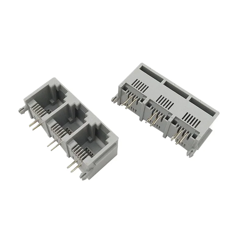 

5PCS 5521 Horizontal lug 6P6C telephone connector RJ11 three-port 1X3 integrated RJ25 socket