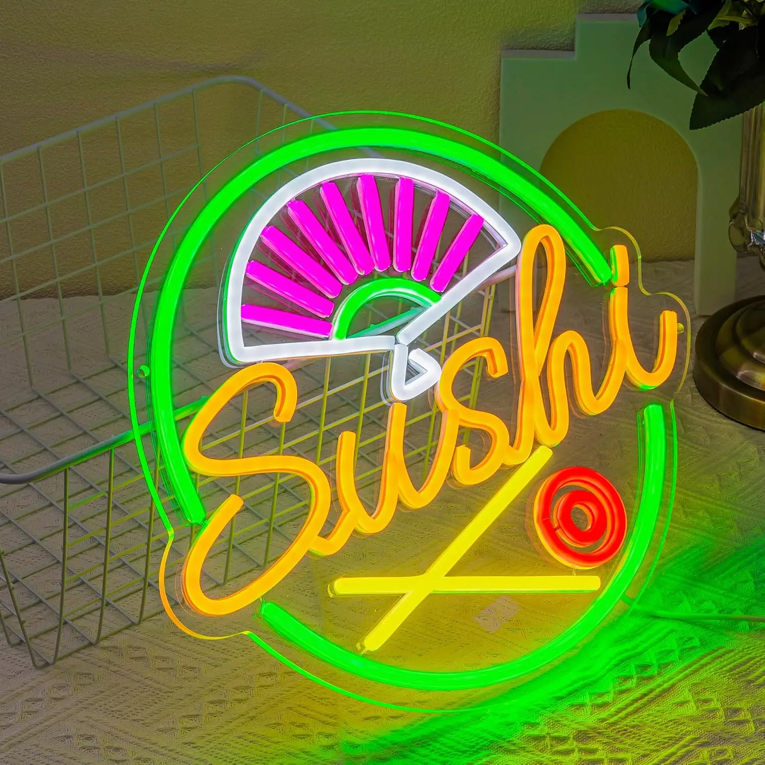 13.8x13 inch Sushi Neon Sign Wall Decor Japanese Japan Store Shop LED Light Colorful Resturant Home Bar Kitchen Cafe Decoration