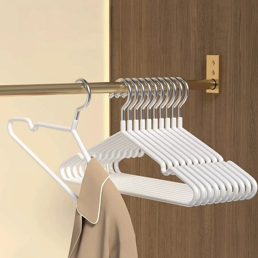 

10 Pack Metal Coat Hangers, Non-Slip Clothes Hangers, Metal Hangers with Round Notches for Suit, Jacket, Shirt, Dress & Pants
