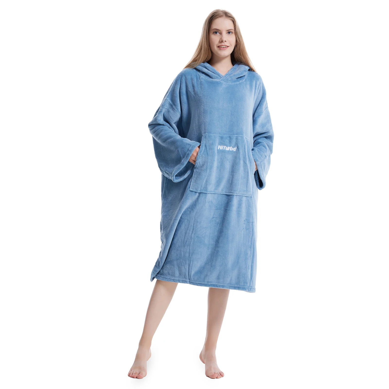 Mutao Surf Poncho Wickelmantel, Unisex-Bademantel mit Kapuze, superweicher Wickelhandtuch mit Tasche und Kapuze