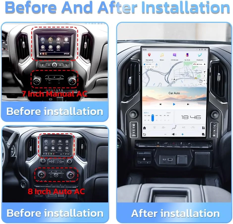 Krando 15.6'' Android Auto Stereo Car Navigation for Chevrolet Silverado GMC Sierra 1500 2019 - 2023 Head Unit Wireless CarPlay