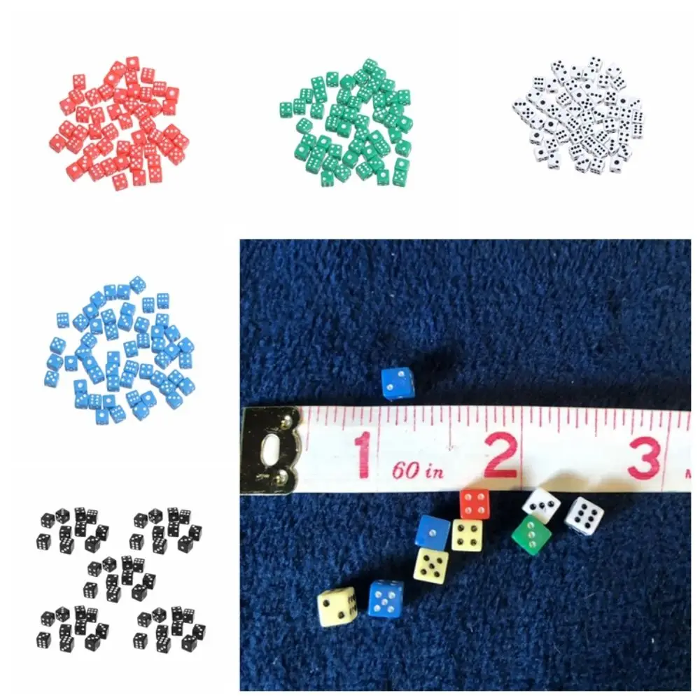 Dés de jeu en plastique blanc, 5mm, 5 couleurs, standard, à six faces, pour fête d'anniversaire, jeu de société, livraison directe, 50 pièces/lot